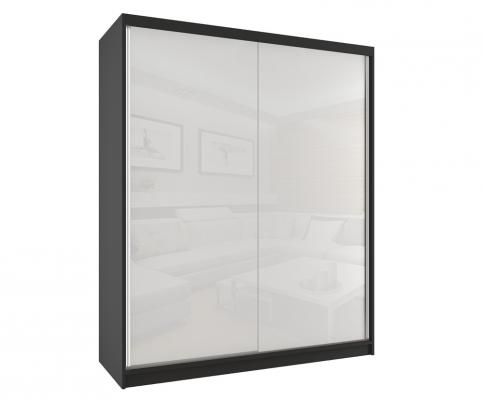Velká šatní skříň SHARP 158 cm s posuvnými dveřmi ČERNÁ
